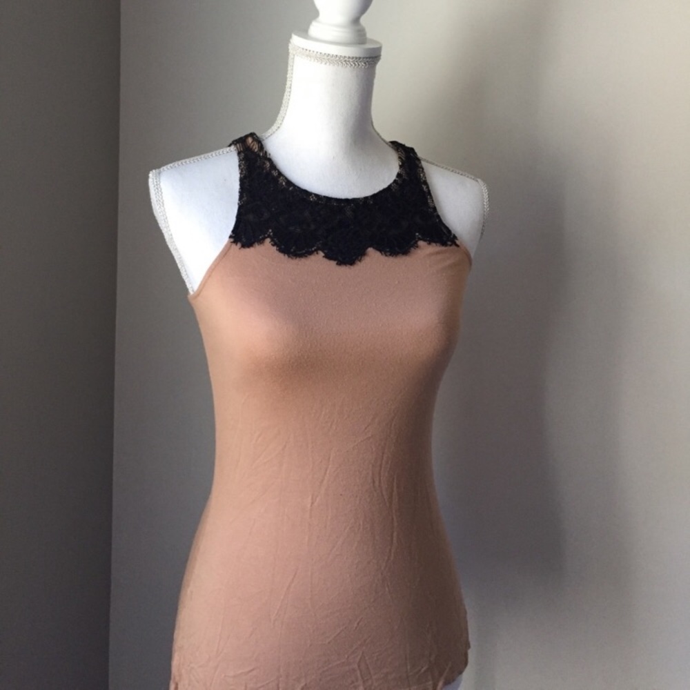 Express tan/black sleeveless racerback top size xs